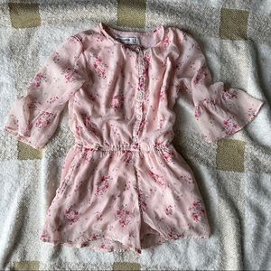 A+F girls pink floral bell sleeve romper
